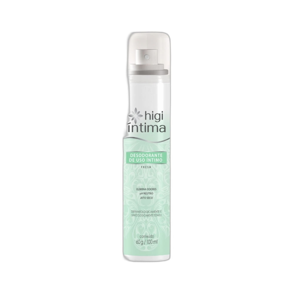 Desodorante Íntimo Daxx Fresh Higi Íntima em embalagem spray branca com detalhes em verde claro